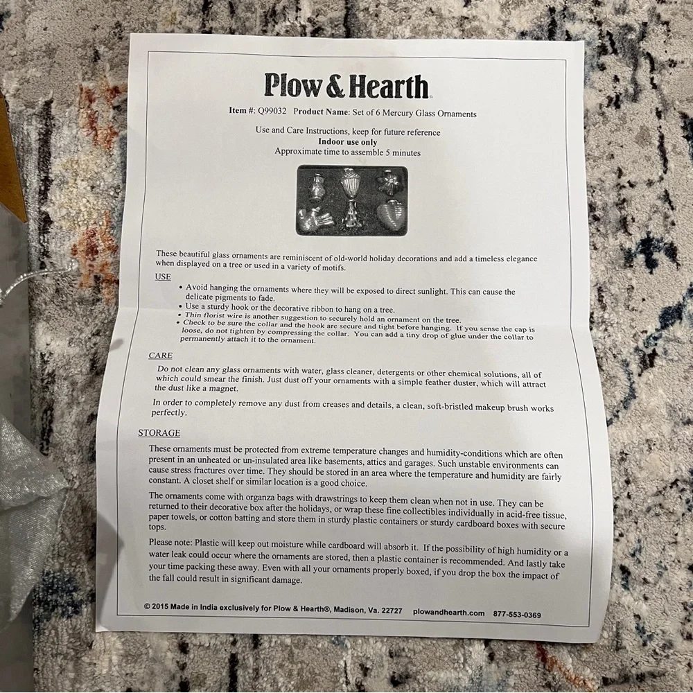 Mercury Glass Ornaments, set of 6 by Plow & Hearth with silvery ribbon - Picture 9 of 11